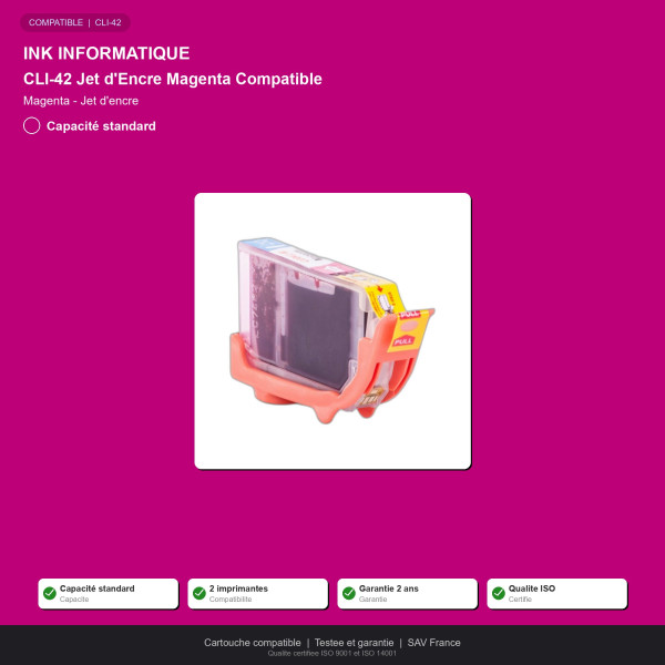 Canon CLI-42 Jet d'Encre Magenta Compatible | INK Informatique