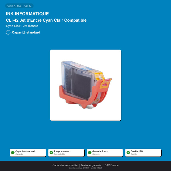 Canon CLI-42 Jet d'Encre Cyan Clair Compatibl | INK Informatique