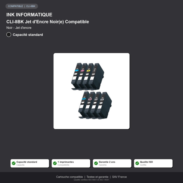 Canon CLI-8BK Jet d'Encre Noir(e) Compatible | INK Informatique