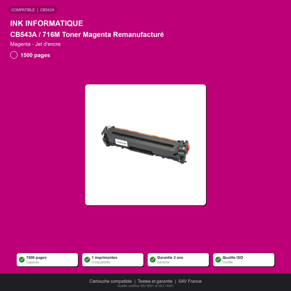 HP CB543A / Canon 716M Toner Magenta Remanufa | INK Informatique