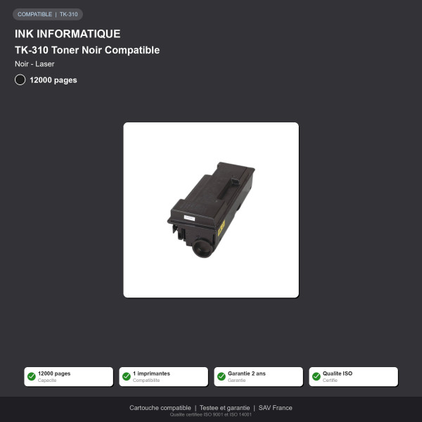 Kyocera TK-310 Toner Noir Compatible | INK Informatique