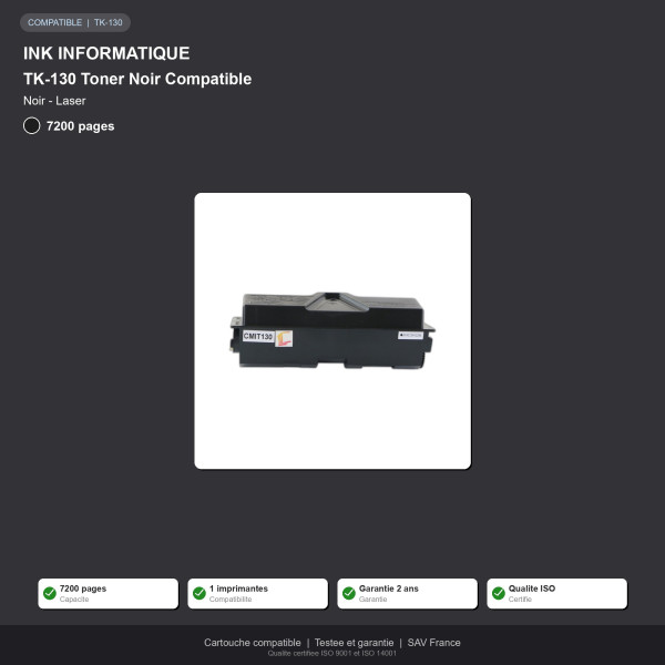 Kyocera TK-130 Toner Noir Compatible | INK Informatique