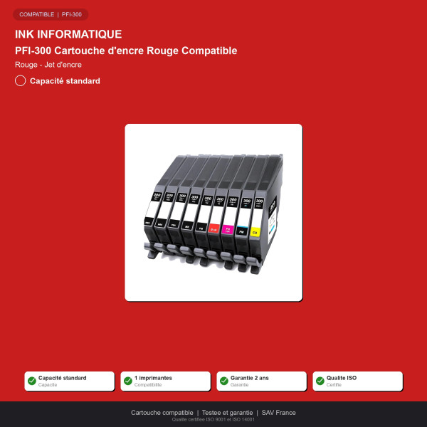 Canon PFI-300 Cartouche d'encre Rouge Compati | INK Informatique