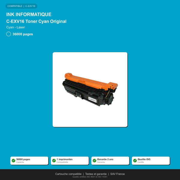 Canon C-EXV16 Toner Cyan Original | INK Informatique