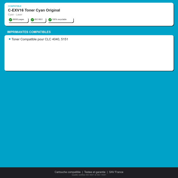 Canon C-EXV16 Toner Cyan Original | INK Informatique