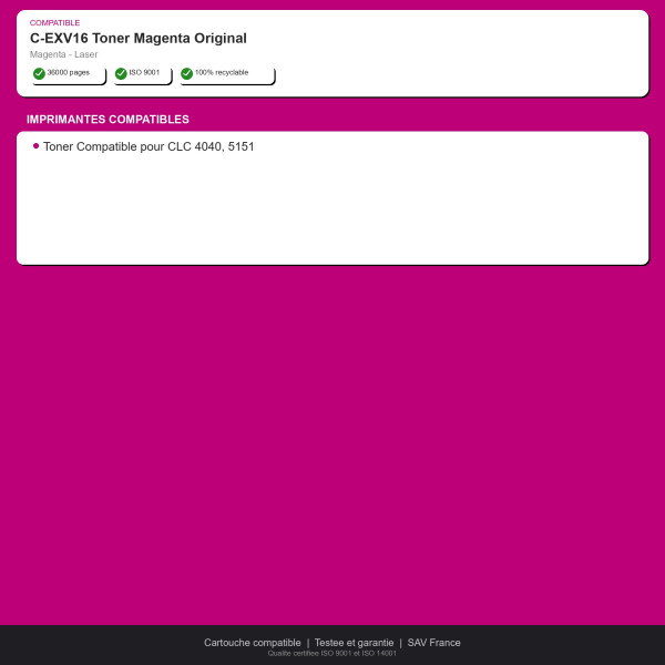 Canon C-EXV16 Toner Magenta Original | INK Informatique