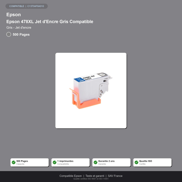 Epson 478XL Jet d'Encre Gris Compatible | INK Informatique