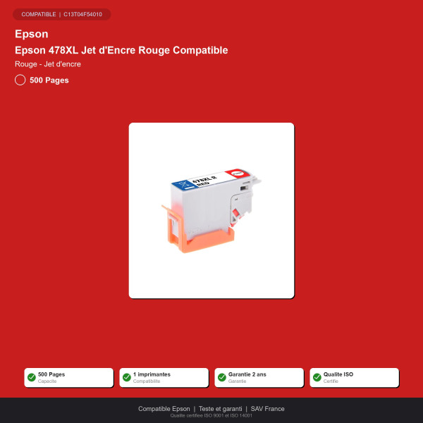 Epson 478XL Jet d'Encre Rouge Compatible | INK Informatique