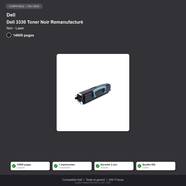 Dell 3330 Toner Noir Remanufacturé | INK Informatique