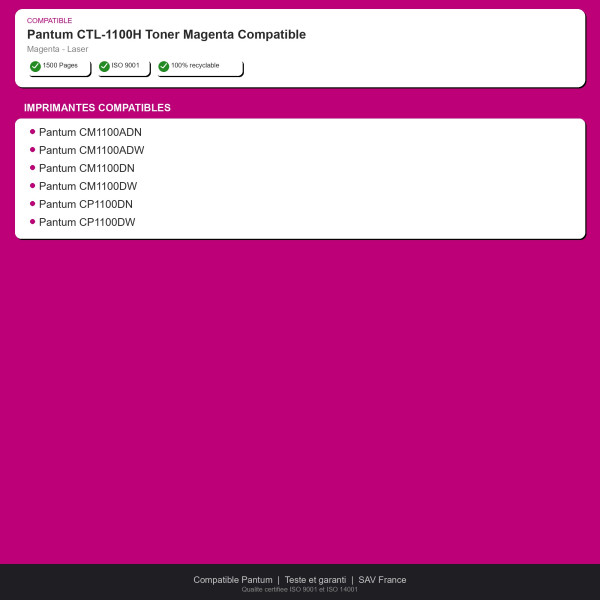 Pantum CTL-1100H Toner Magenta Compatible | INK Informatique