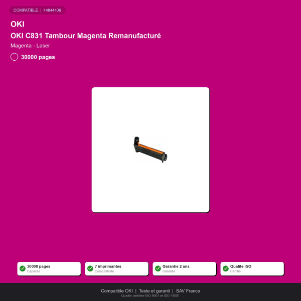 OKI C831 Tambour Magenta Remanufacturé | INK Informatique