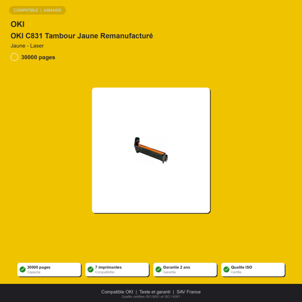 OKI C831 Tambour Jaune Remanufacturé | INK Informatique
