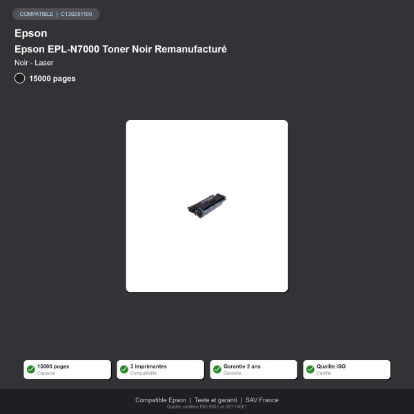 Epson EPL-N7000 Toner Noir Remanufacturé | INK Informatique