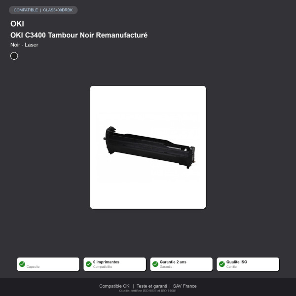 OKI C3400 Tambour Noir Remanufacturé | INK Informatique