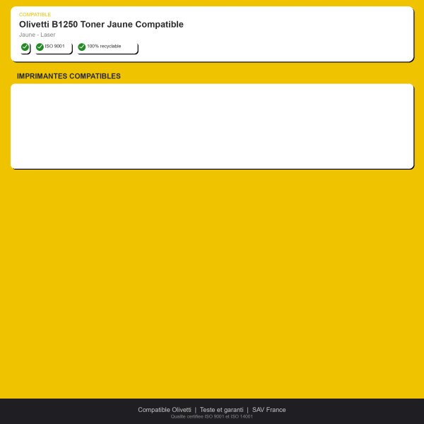 Olivetti B1250 Toner Jaune Compatible | INK Informatique