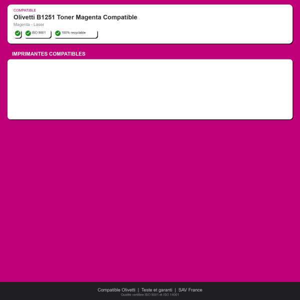 Olivetti B1251 Toner Magenta Compatible | INK Informatique