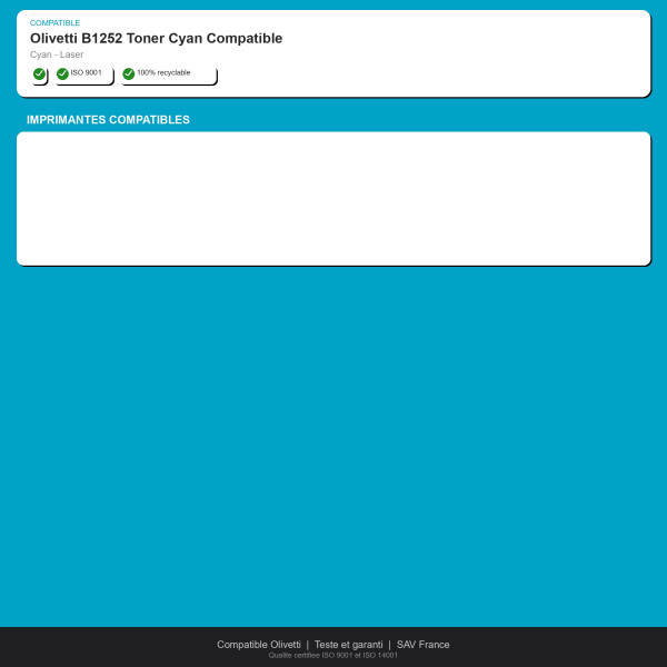 Olivetti B1252 Toner Cyan Compatible | INK Informatique