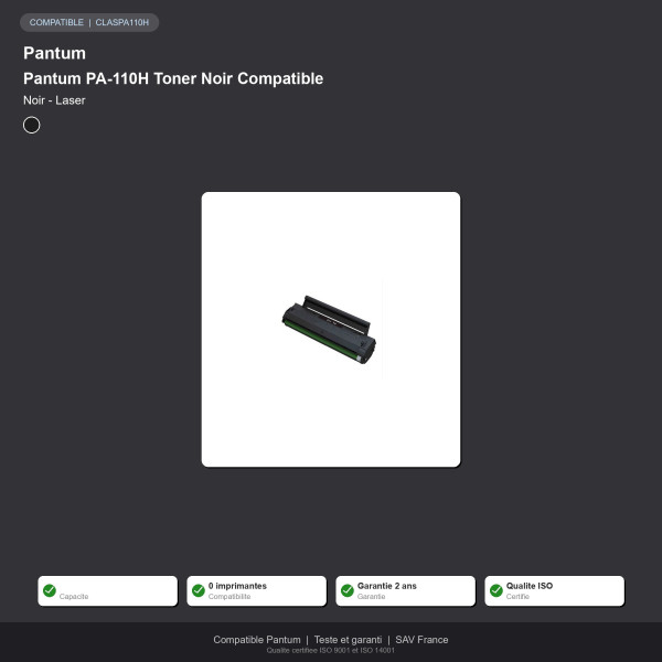 Pantum PA-110H Toner Noir Compatible | INK Informatique