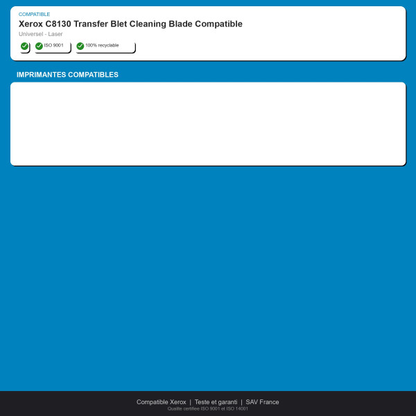 Xerox C8130 Transfer Blet Cleaning Blade Comp | INK Informatique