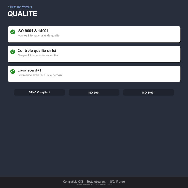 OKI C610 - Pack 4 Toners Compatibles (Noir, Cyan, Magenta, Jaune)