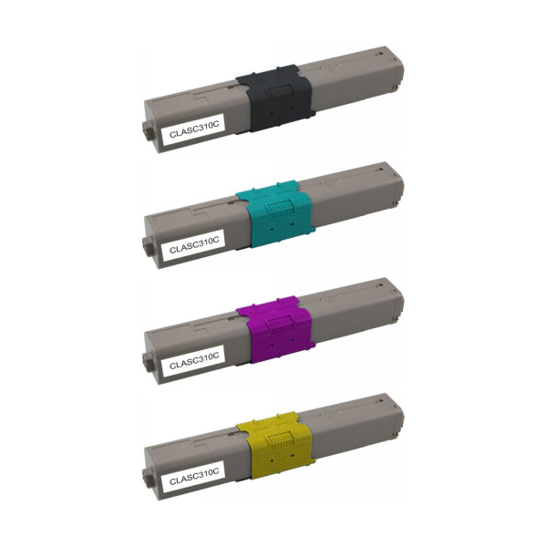 OKI C310 - Pack 4 Toners Compatibles (Noir, Cyan, Magenta, Jaune)