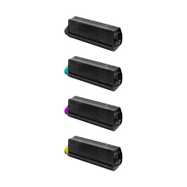 OKI C5250 / C5450 - Pack 4 Toners Compatibles (Noir, Cyan, Magenta, Jaune)