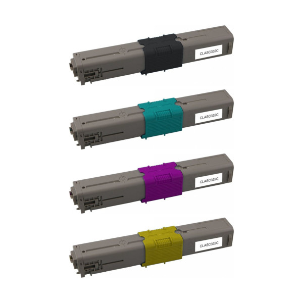 OKI C332 - Pack 4 Toners Compatibles (Noir, Cyan, Magenta, Jaune)