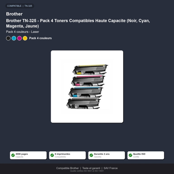 Brother TN-325 Pack CMYK Toner Compatible | INK Informatique