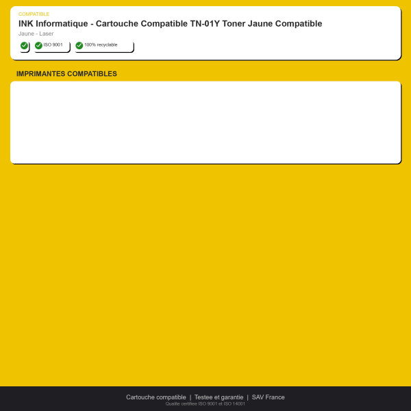 Brother TN-01Y Toner Jaune Compatible | INK Informatique