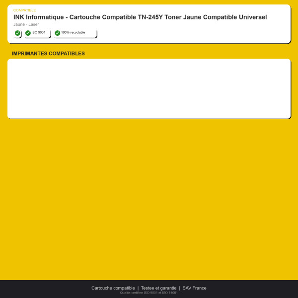 Brother TN-245Y Toner Jaune Compatible Univer | INK Informatique