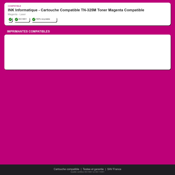 Brother TN-325M Toner Magenta Compatible | INK Informatique