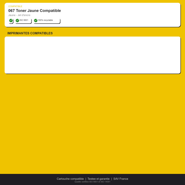 Canon 067 Toner Jaune Compatible | INK Informatique