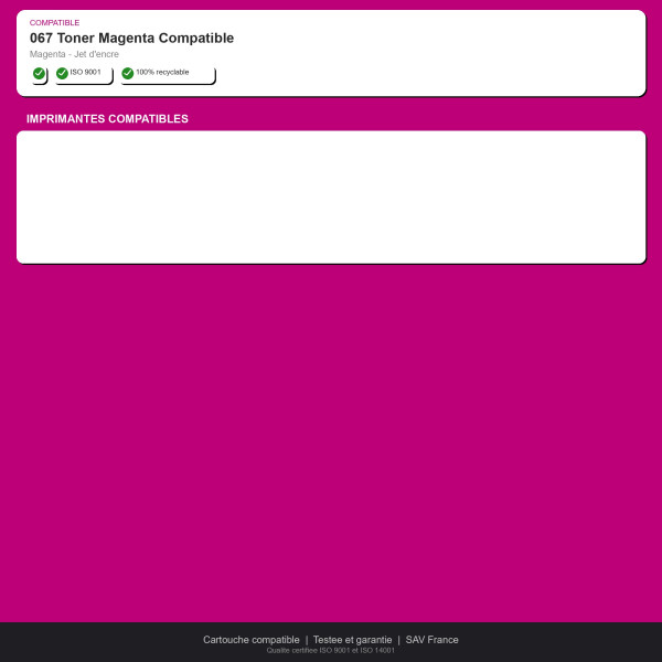 Canon 067 Toner Magenta Compatible | INK Informatique