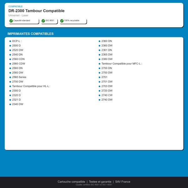 Brother DR-2300 Tambour Compatible | INK Informatique