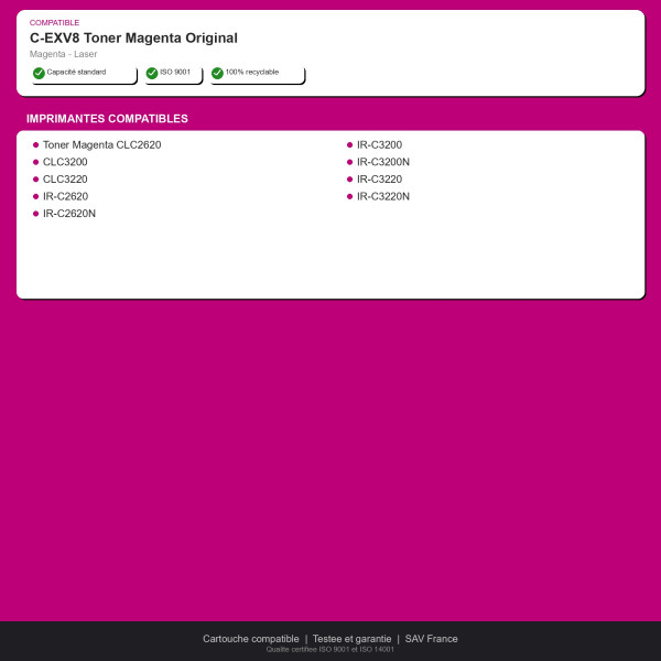 Canon C-EXV8 Toner Magenta Original | INK Informatique