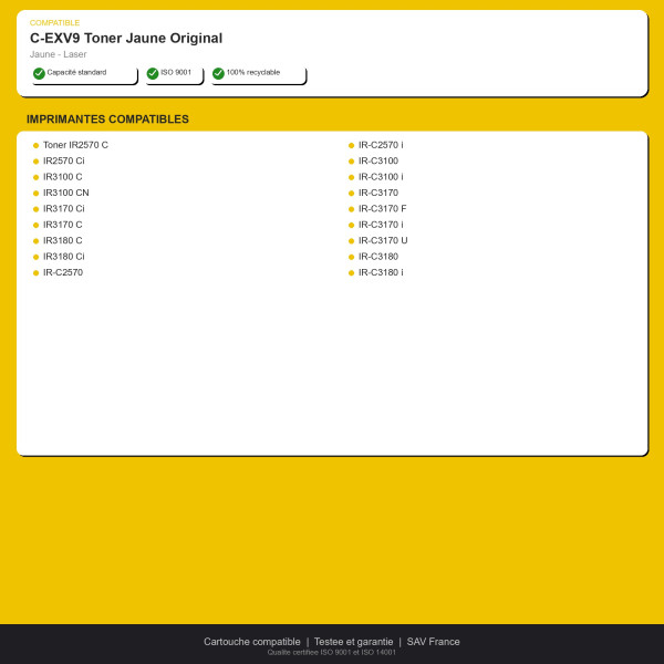 Canon C-EXV9 Toner Jaune Original | INK Informatique