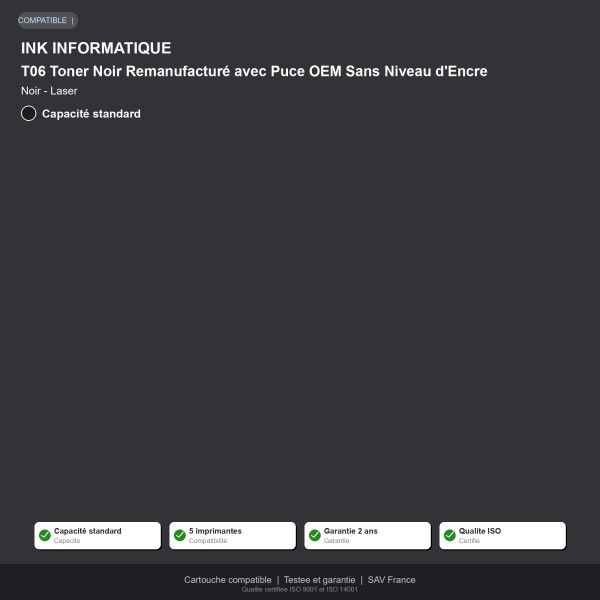 Canon T06 Toner Noir Remanufacturé avec Puce  | INK Informatique