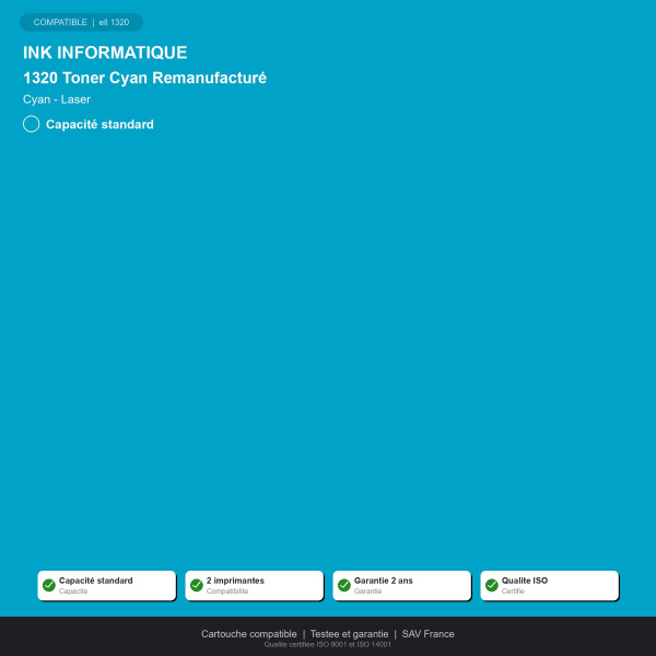Dell 1320 Toner Cyan Remanufacturé | INK Informatique