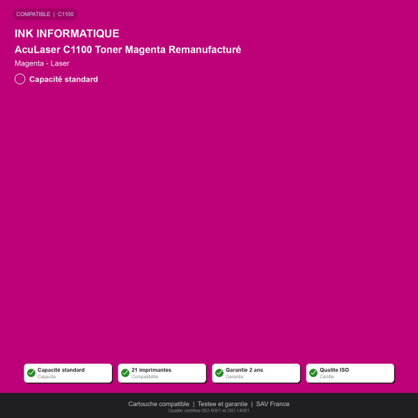 Epson AcuLaser C1100 Toner Magenta Remanufact | INK Informatique