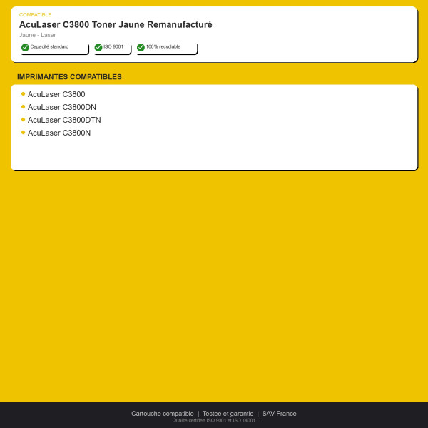 Epson AcuLaser C3800 Toner Jaune Remanufactur | INK Informatique