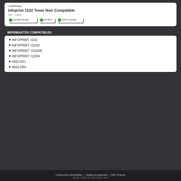 IBM Infoprint 1222 Toner Noir Compatible | INK Informatique