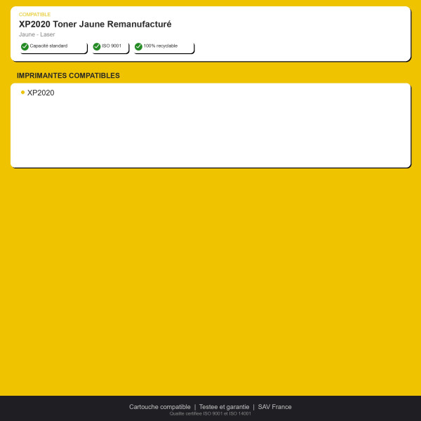 Intec XP2020 Toner Jaune Remanufacturé | INK Informatique