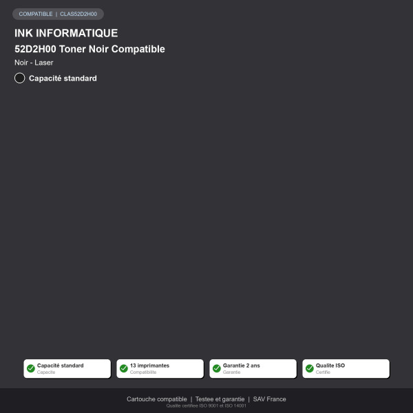 Lexmark 52D2H00 Toner Noir Compatible | INK Informatique