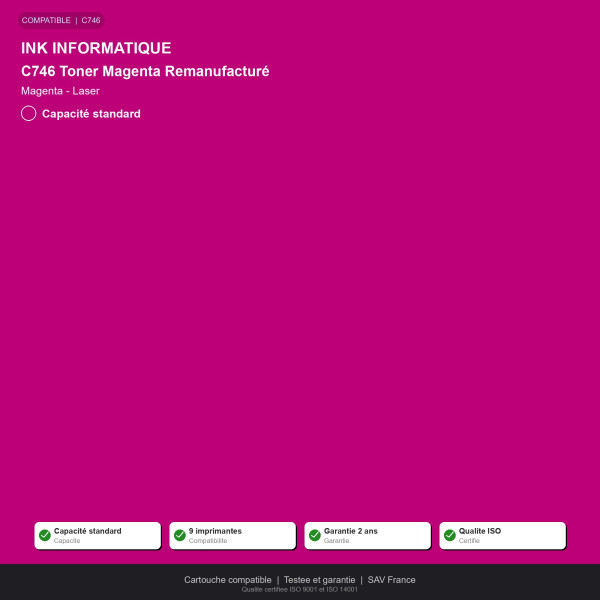 Lexmark C746 Toner Magenta Remanufacturé | INK Informatique