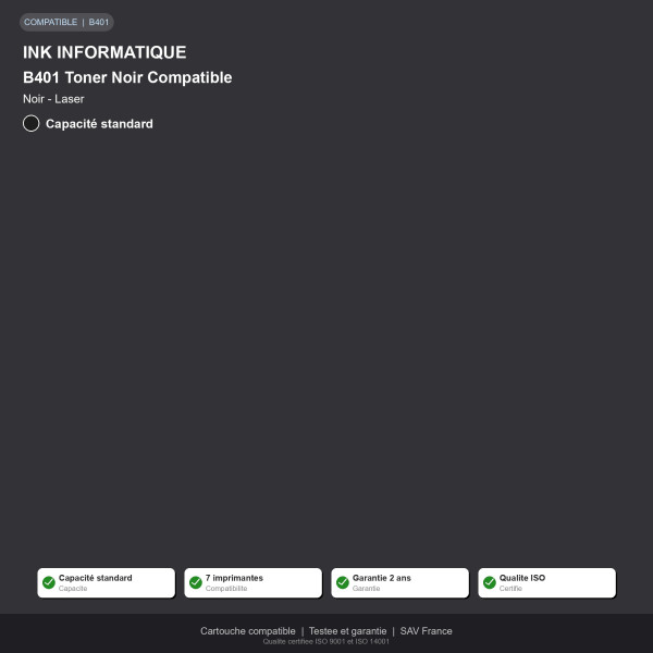 OKI B401 Toner Noir Compatible | INK Informatique