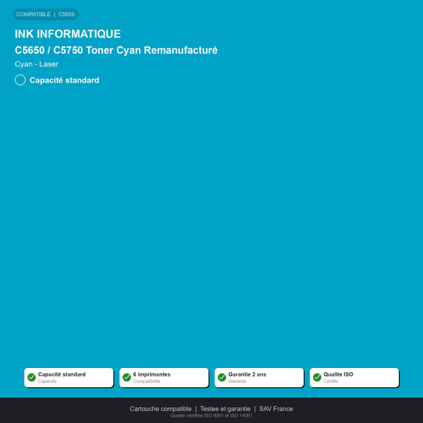 OKI C5650 / C5750 Toner Cyan Remanufacturé | INK Informatique