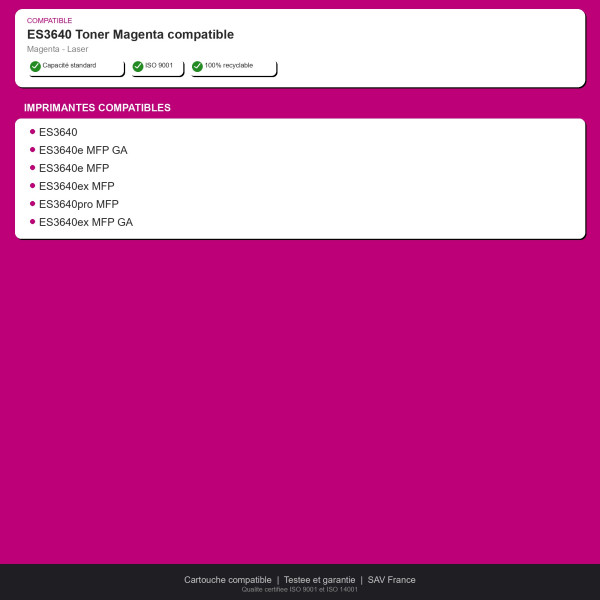 OKI ES3640 Toner Magenta compatible | INK Informatique