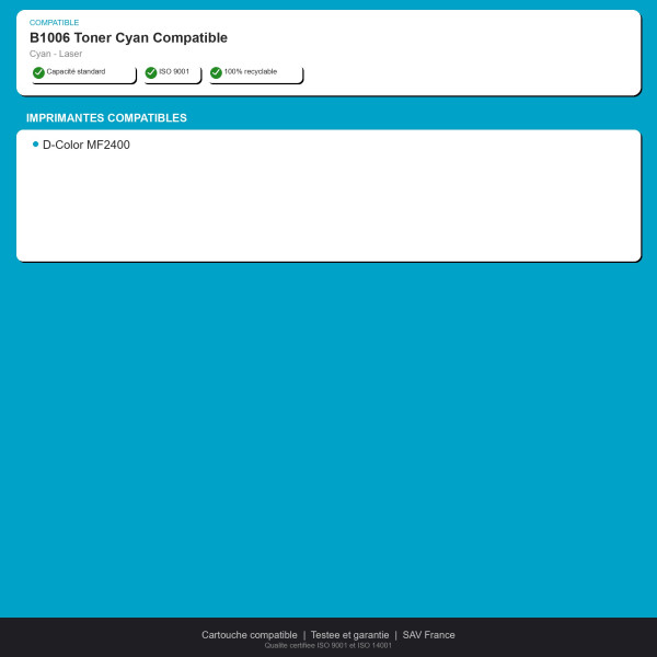 Olivetti B1006 Toner Cyan Compatible | INK Informatique