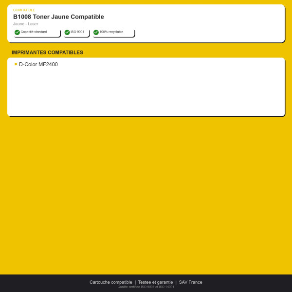 Olivetti B1008 Toner Jaune Compatible | INK Informatique